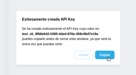 Creación de API key